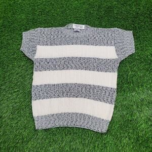 Vintage 90s MOD Sweater Womens Large 20x24 Gray White